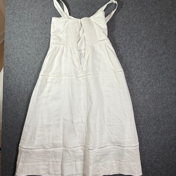 Reformation Anthro Everett Linen Midi Dress White Sz 12 Petite Boho Wedding NWT - Picture 4 of 14